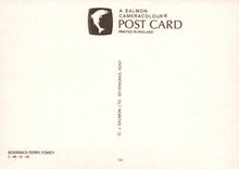 Load image into Gallery viewer, Back of a Salmon Cameracolour postcard with branding and text.