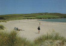 Load image into Gallery viewer, Beach scene with people and a picnic area, green hills in the background