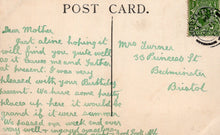 Load image into Gallery viewer, Vintage postcard with handwritten text and a stamp on the back