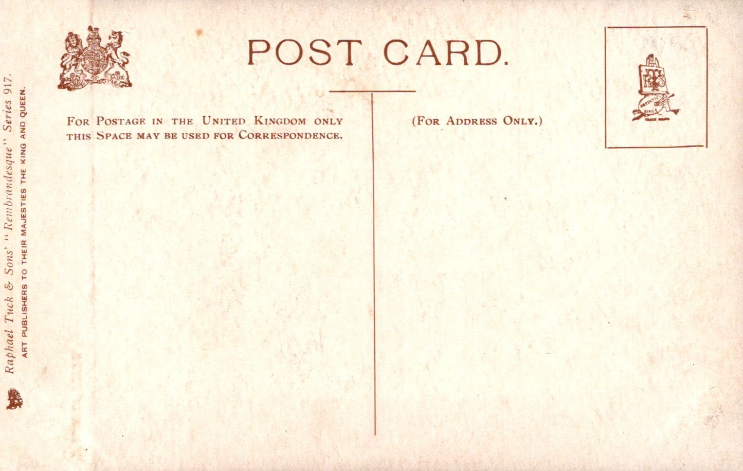 Vintage postcard with text and stamps on a beige background