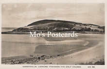 Load image into Gallery viewer, Vintage black and white postcard of Sandyhills with a golf course