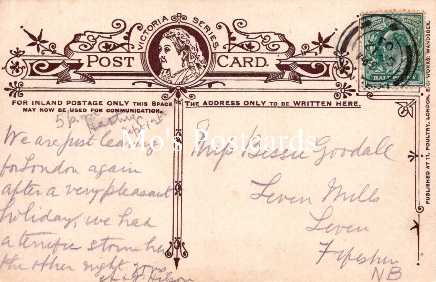 Vintage postcard with decorative border and handwritten text