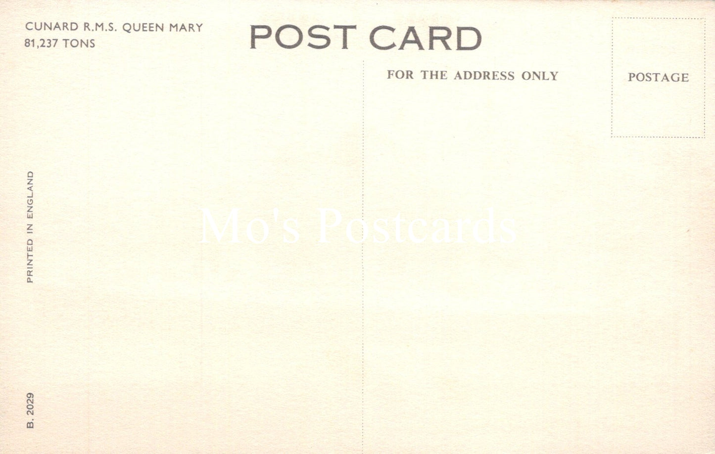 Shipping Postcard - Cunard R.M.S. Queen Mary SW18707