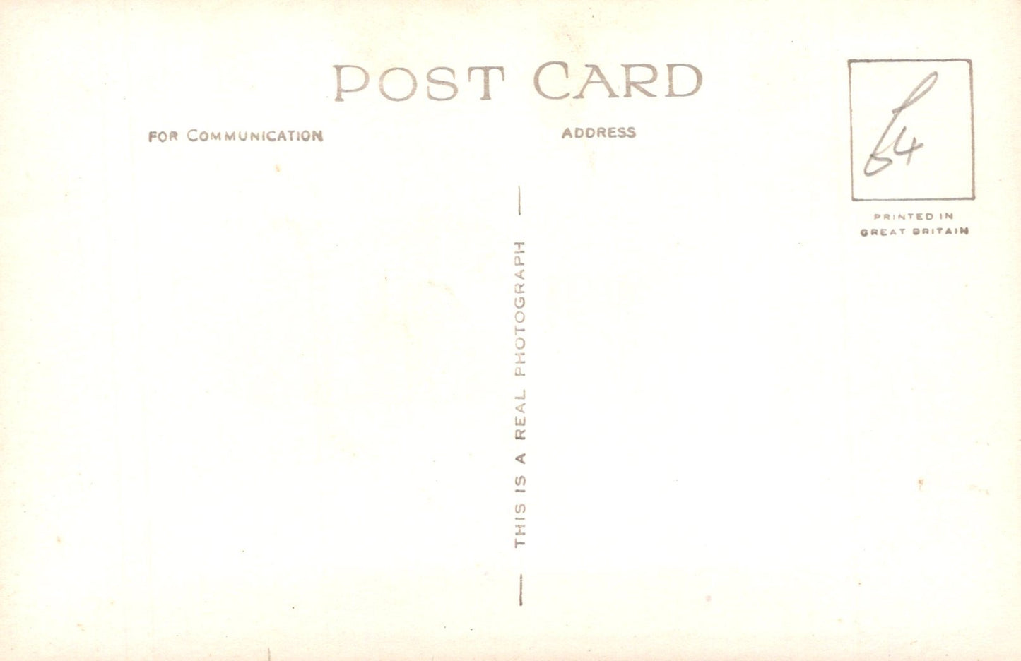 Back of a postcard with communication and address text on a gradient background