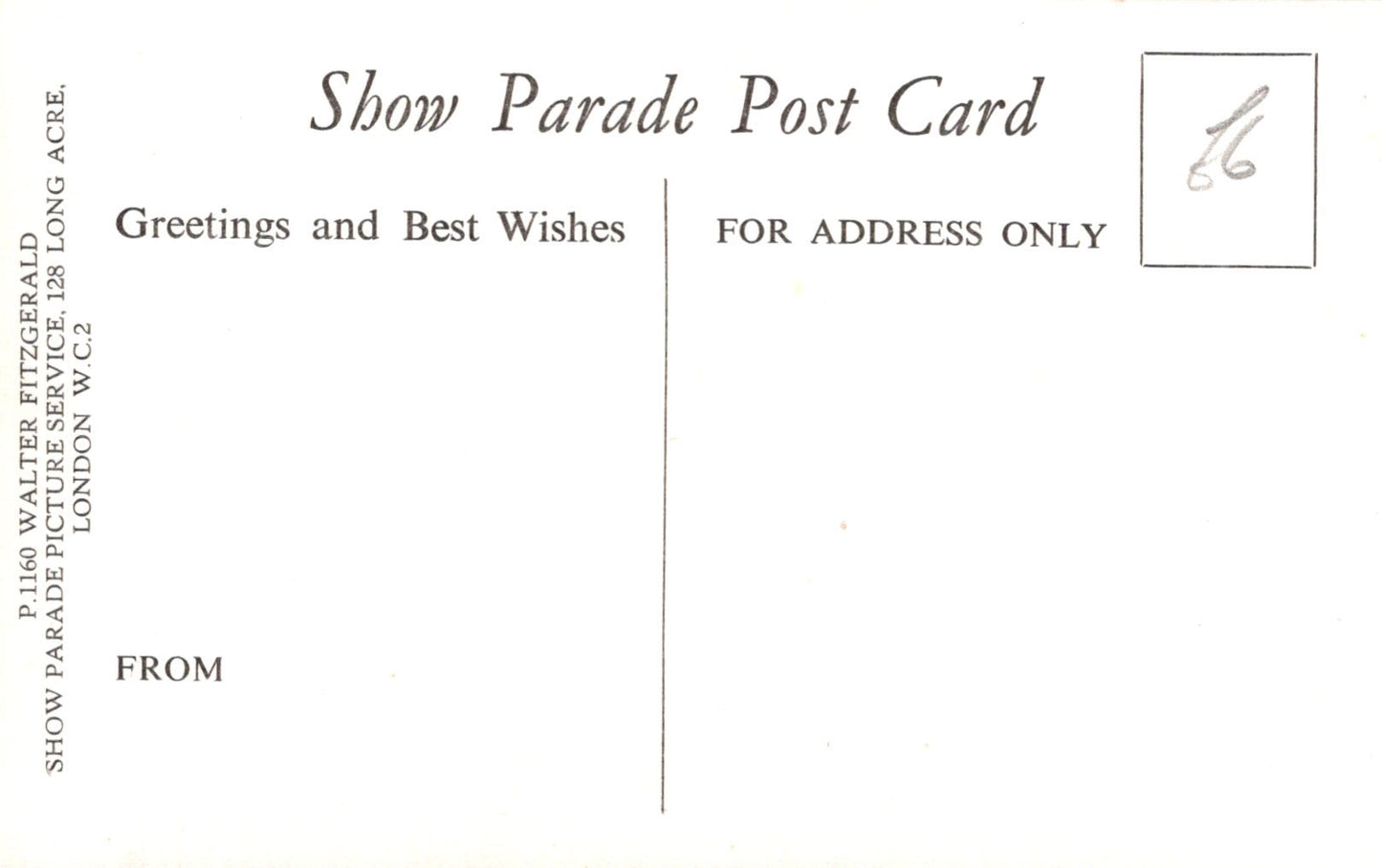 Show Parade Post Card with text and a signature on a white background