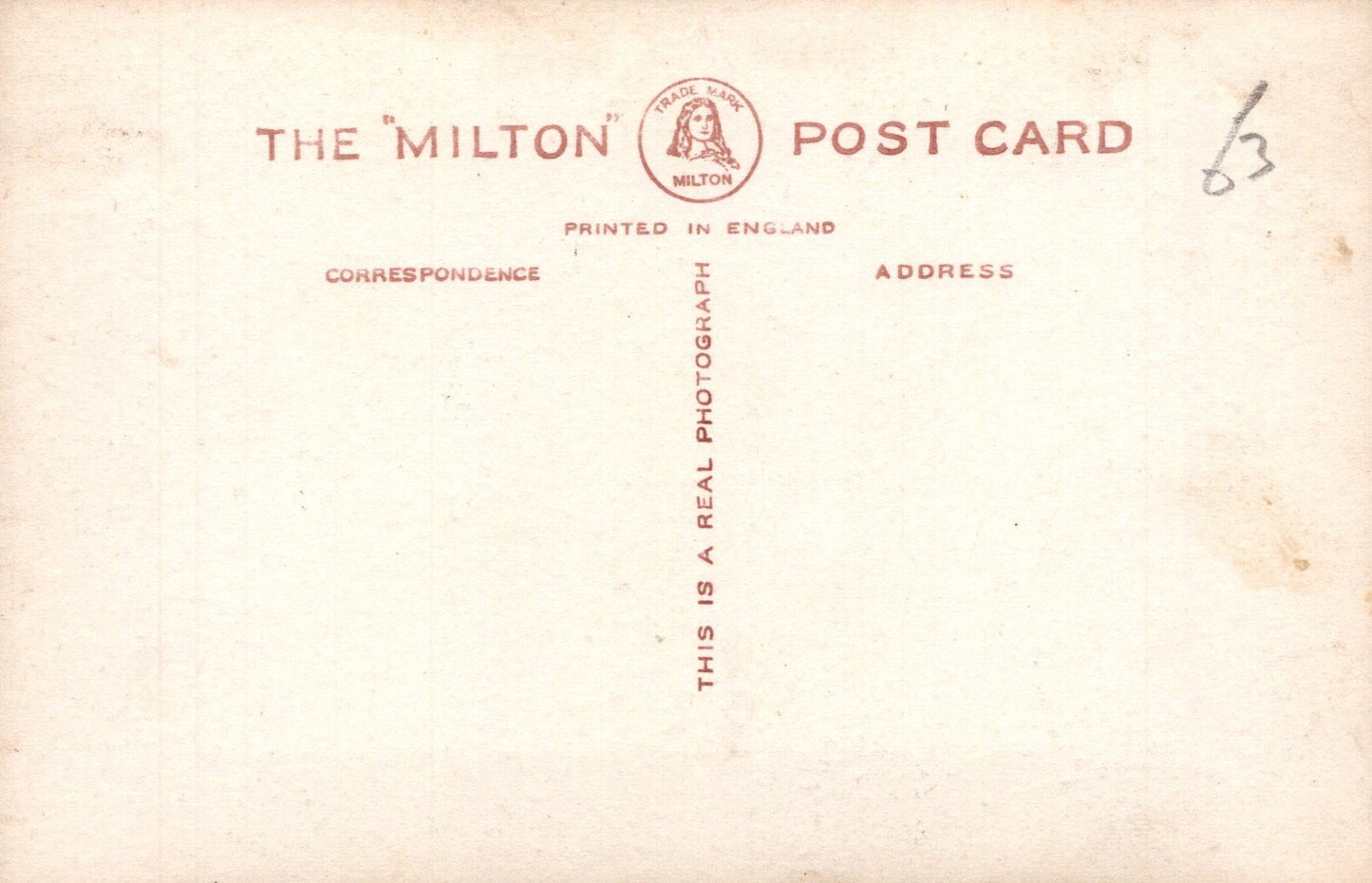 Vintage postcard with 'The Milton' branding and text on a beige background
