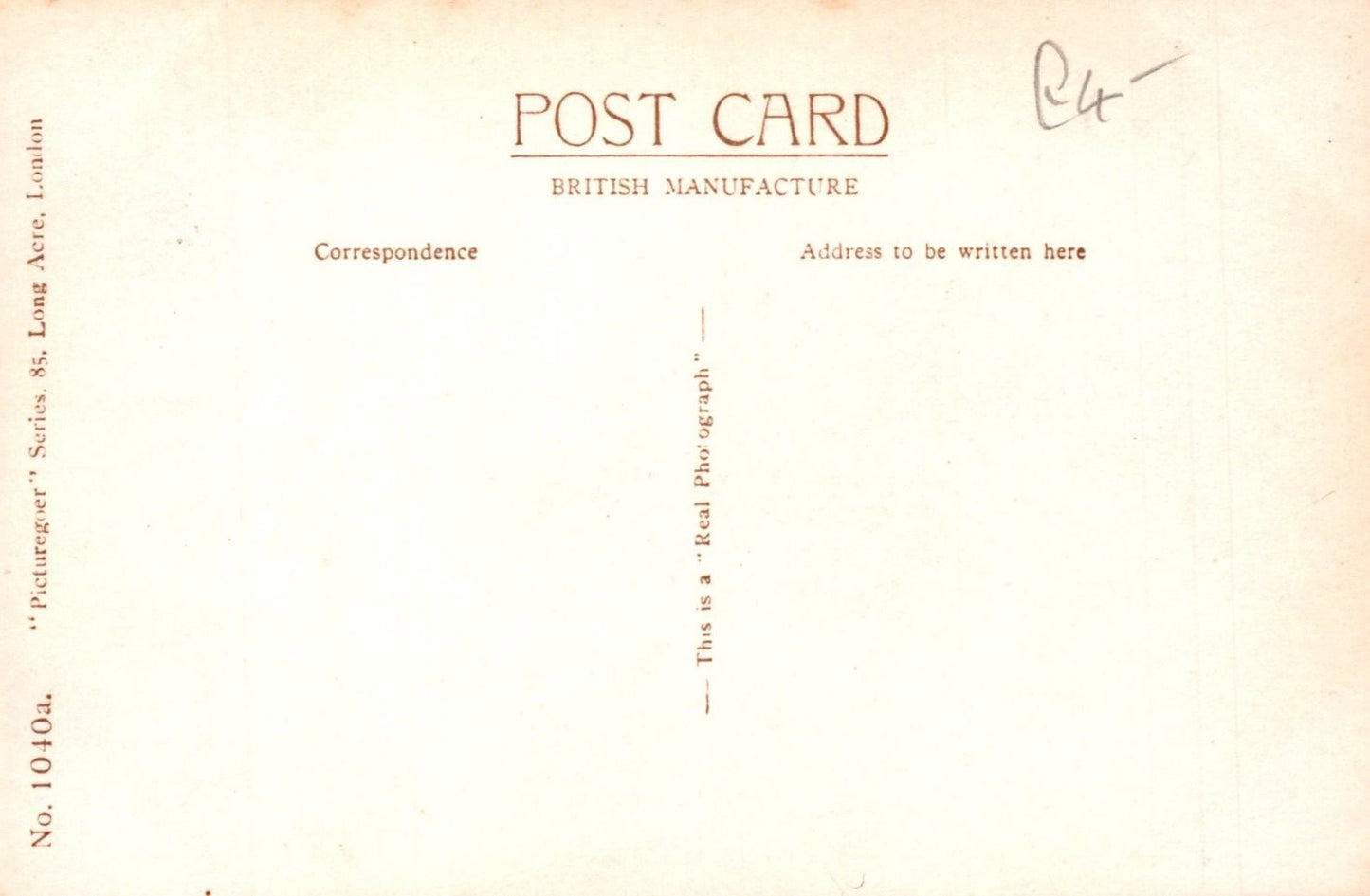 Vintage postcard with text and a signature on a beige background
