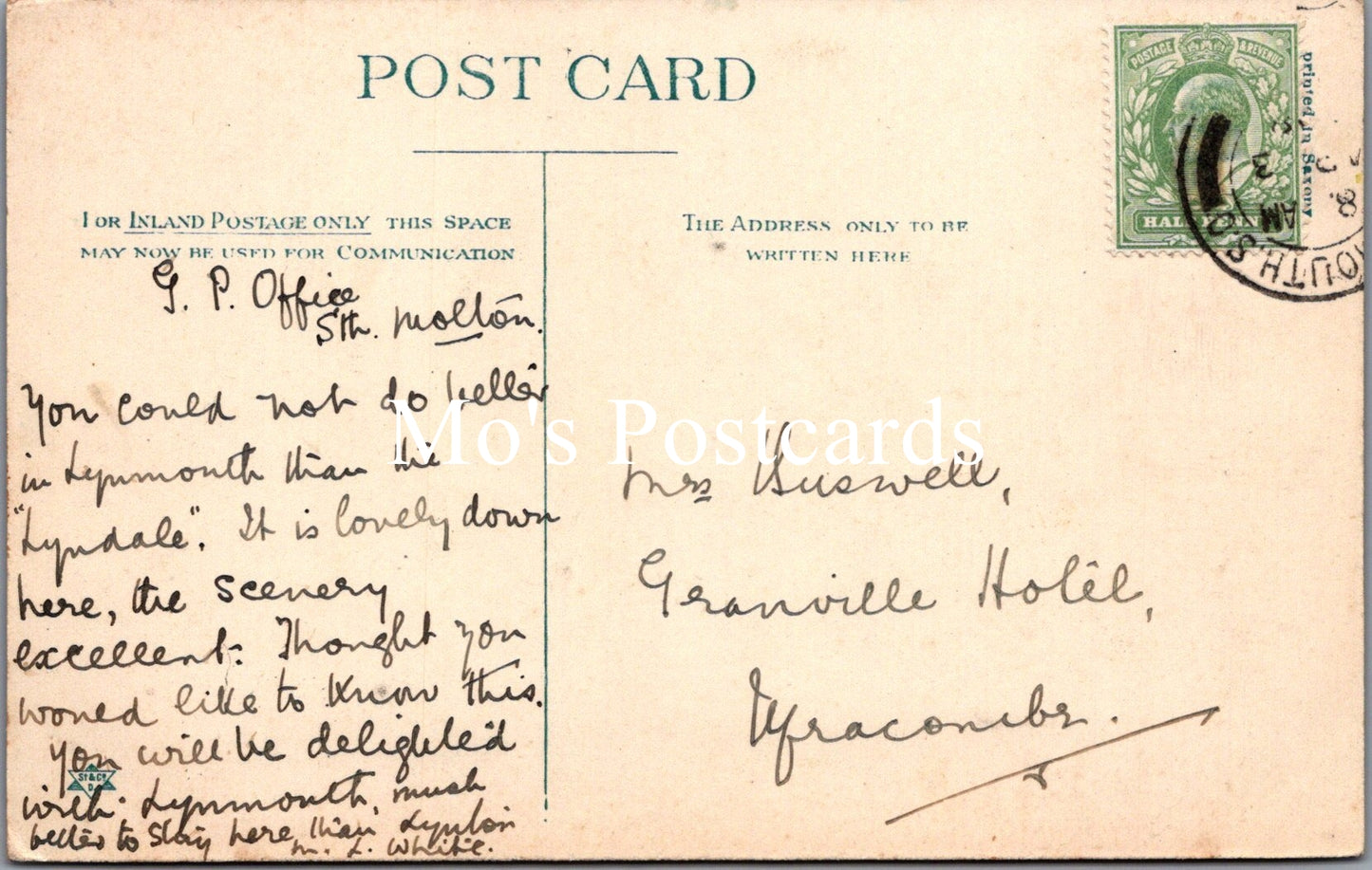 Devon Postcard - Lyndale Hotel, Lynmouth SX246