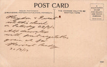 Load image into Gallery viewer, Vintage postcard with handwritten text and postage stamp information