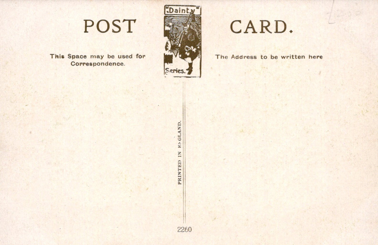 Vintage postcard with text and a logo on a beige background