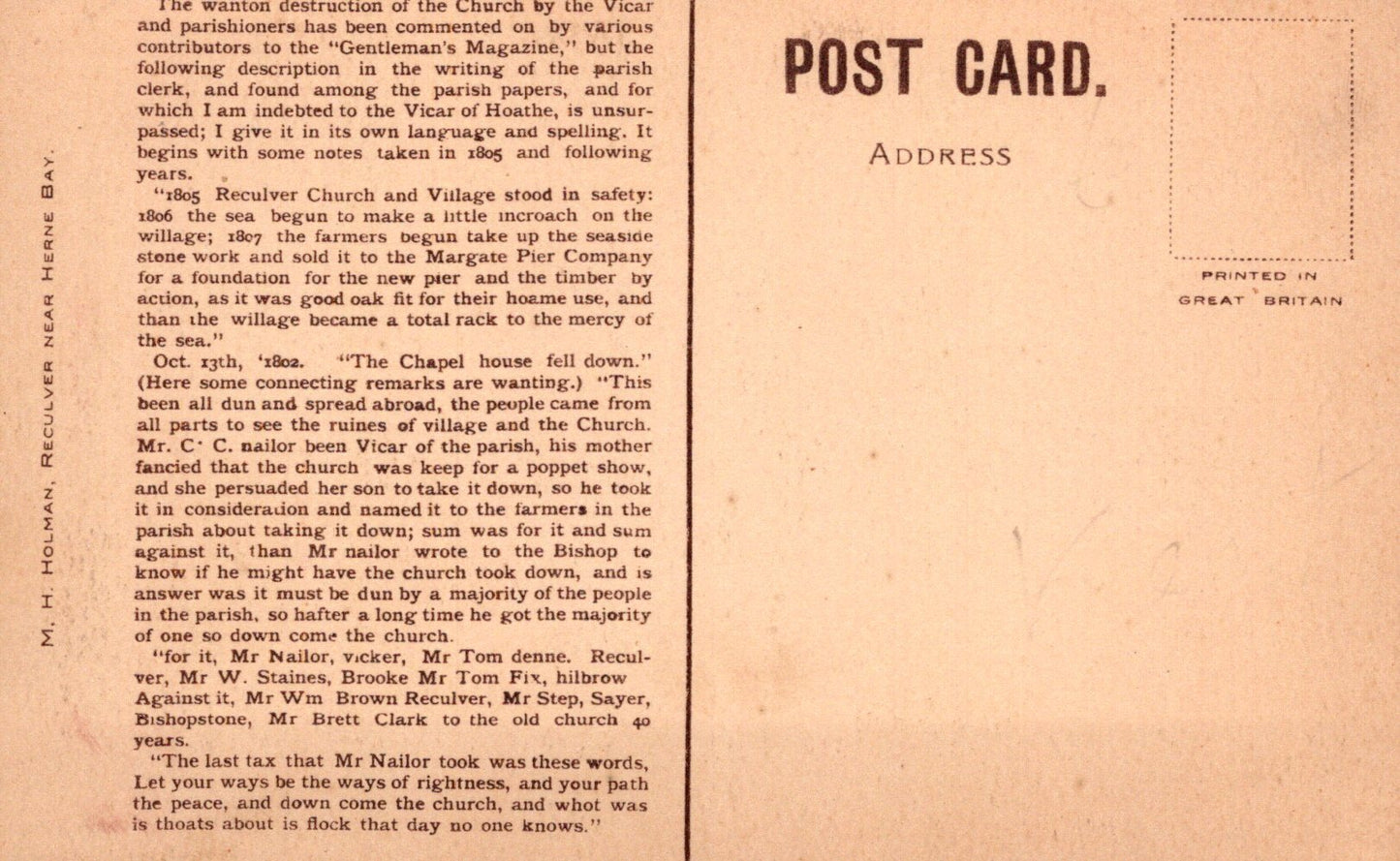 Vintage postcard with text on a brown background
