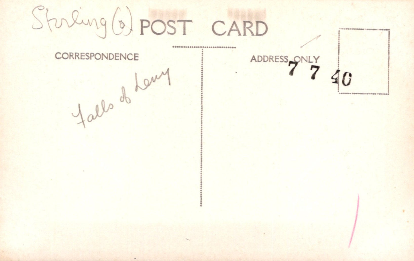 Vintage postcard with handwritten text and a number on a light background