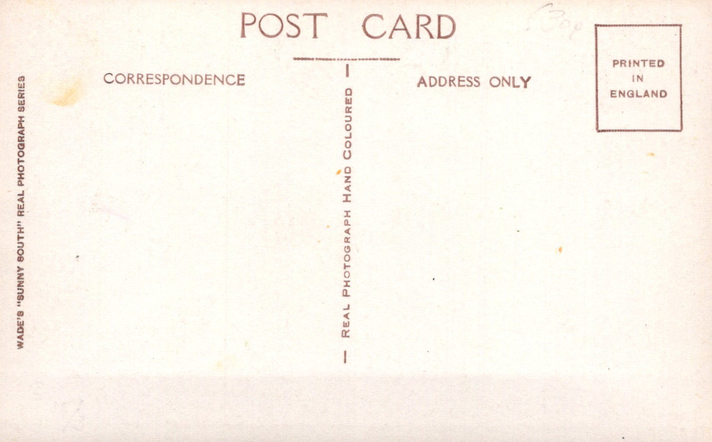 Back of a postcard with typographic text on a beige background