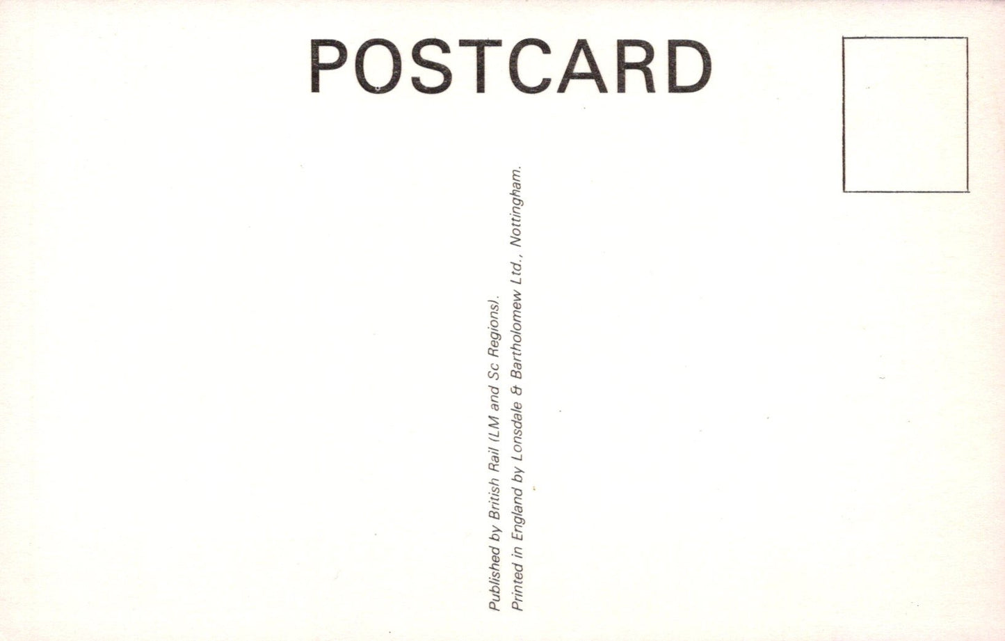 Back of a postcard with 'POSTCARD' text and publishing information.