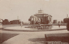 Load image into Gallery viewer, Historical black and white photograph of a garden with a building and pond.