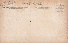 Load image into Gallery viewer, Vintage postcard back with text and a small black dot