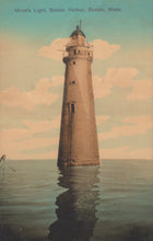 Load image into Gallery viewer, Vintage-style illustration of a lighthouse in Boston Harbor, Massachusetts.