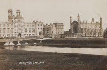 Load image into Gallery viewer, Historic black and white photograph of Stonyhurst College with buildings and a moat.