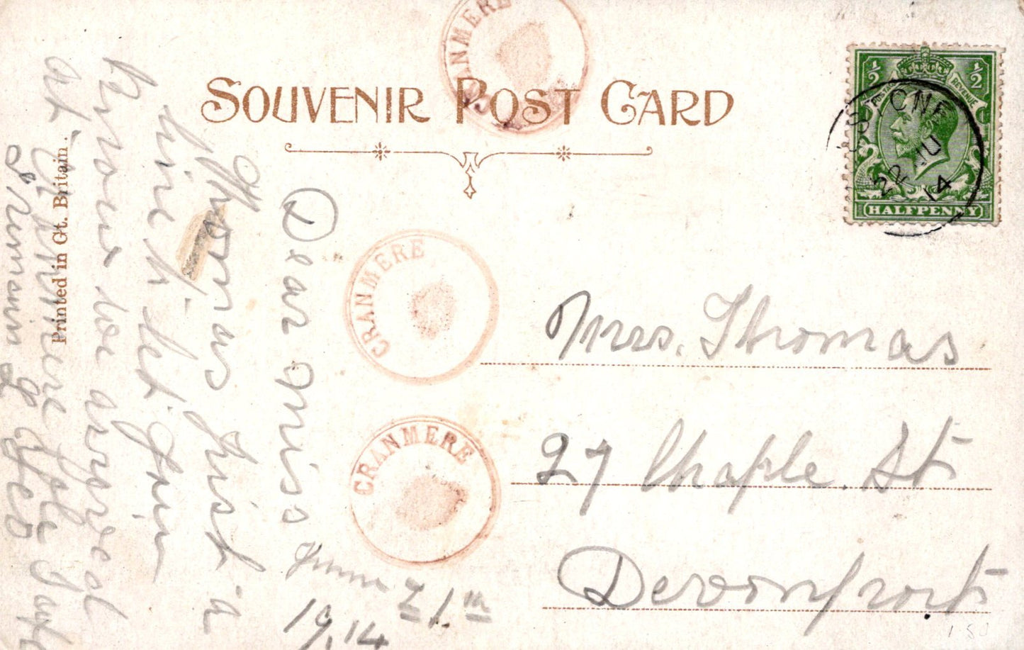 Romance Postcard - I'm Wearing My Heart Away For You Dear SW18406