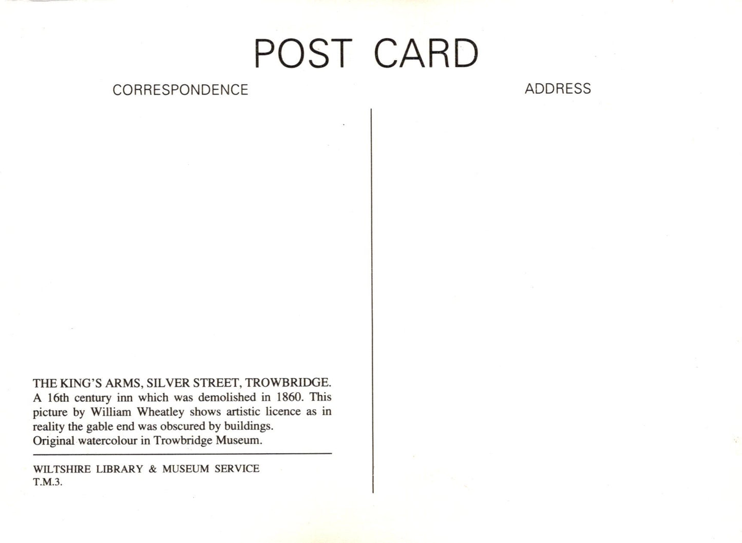 Black text on a white background of a postcard with correspondence and address details.
