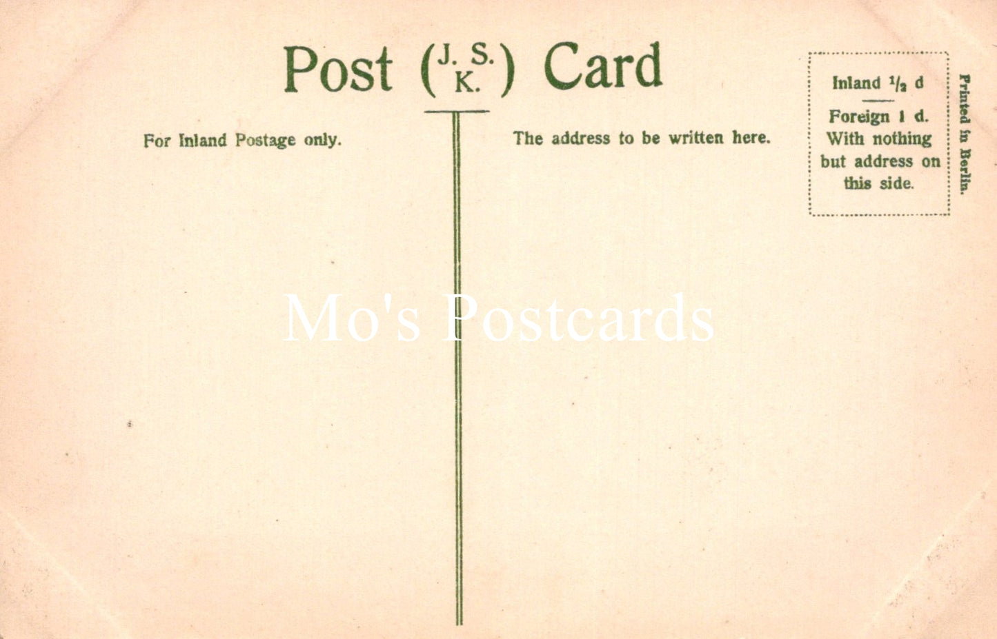 Vintage-style postcard with text and 'Mo's Postcards' branding.
