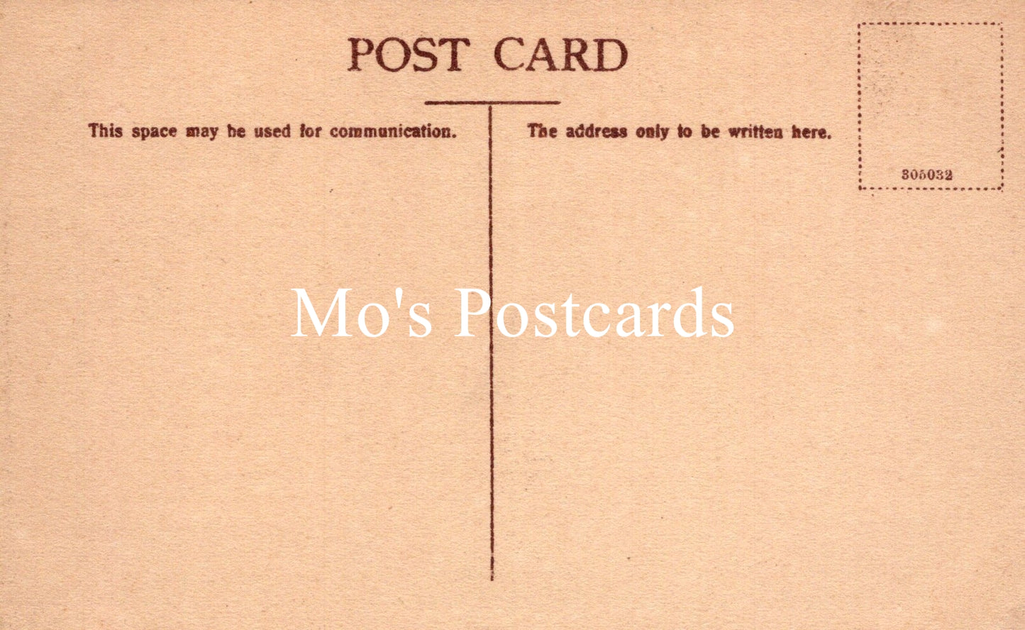 Vintage-style postcard with 'Mo's Postcards' branding on a brown background