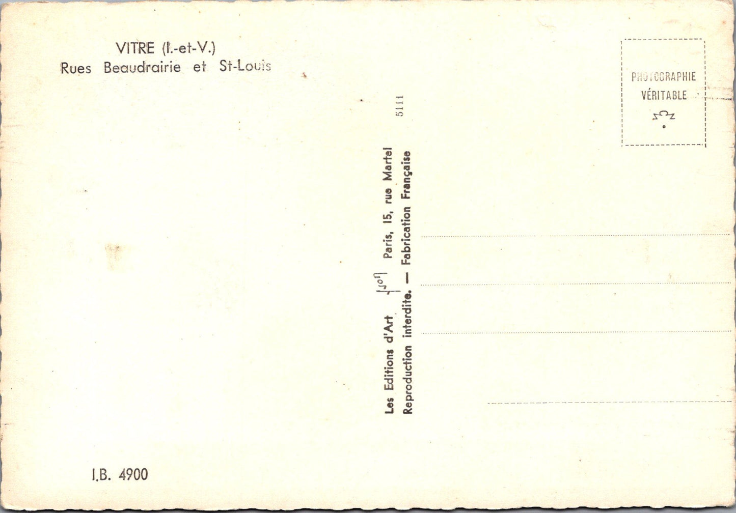 France Postcard - Vitre, Rues Beaudrairie et St-Louis SW17052
