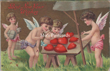 Load image into Gallery viewer, Greetings Postcard - Best New Year Wishes, Cupids Hearts SW17366