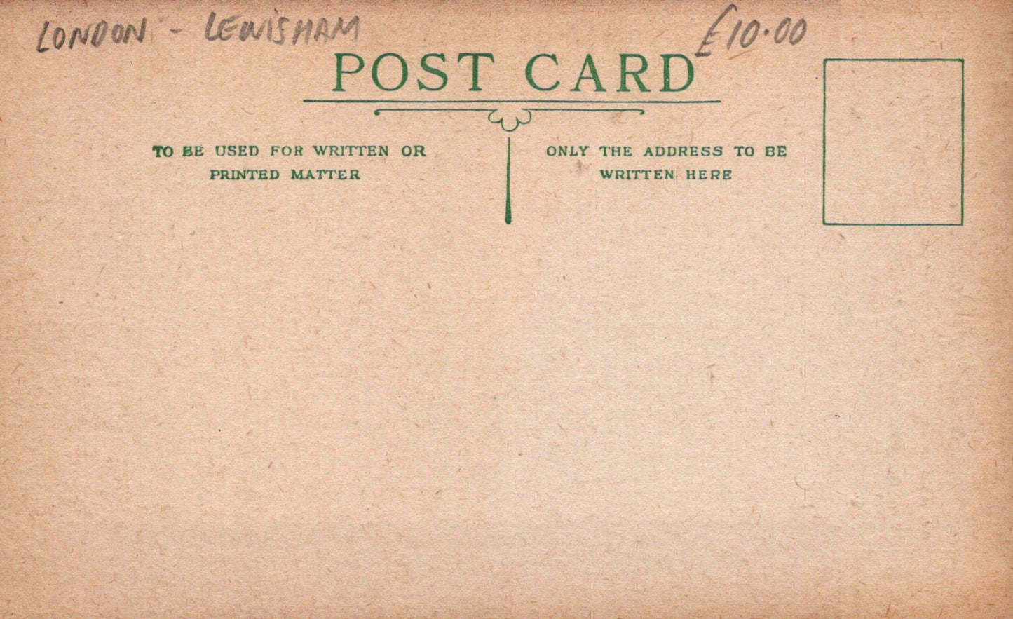 Vintage-style postcard with text and a price tag on a brown background