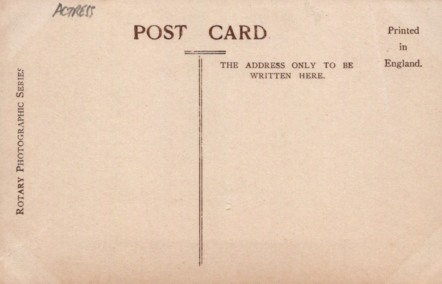 Vintage-style postcard with text and a line for address on a brown background