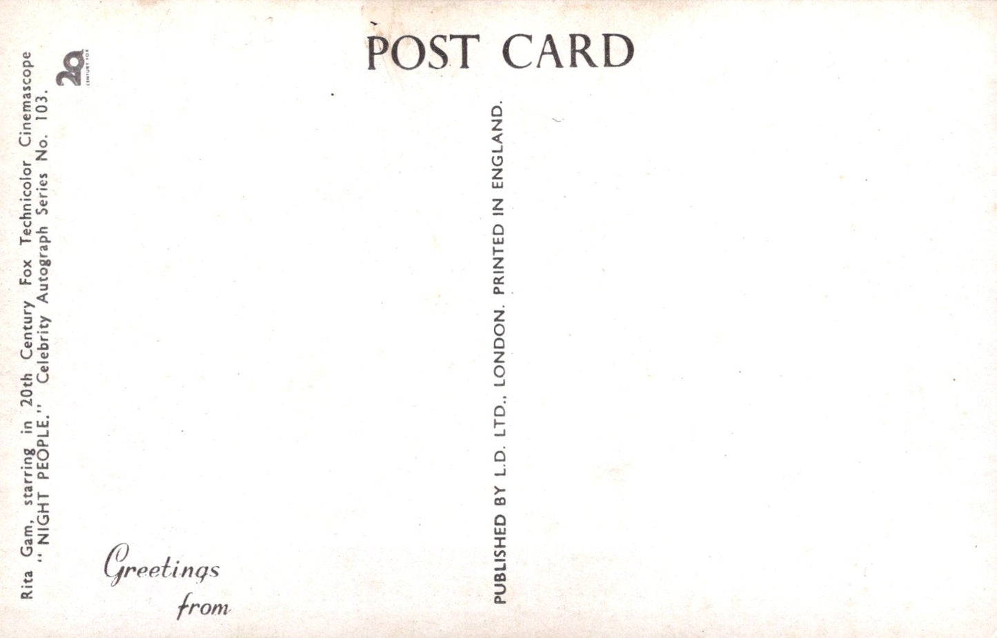 Back of a postcard with text and a light background