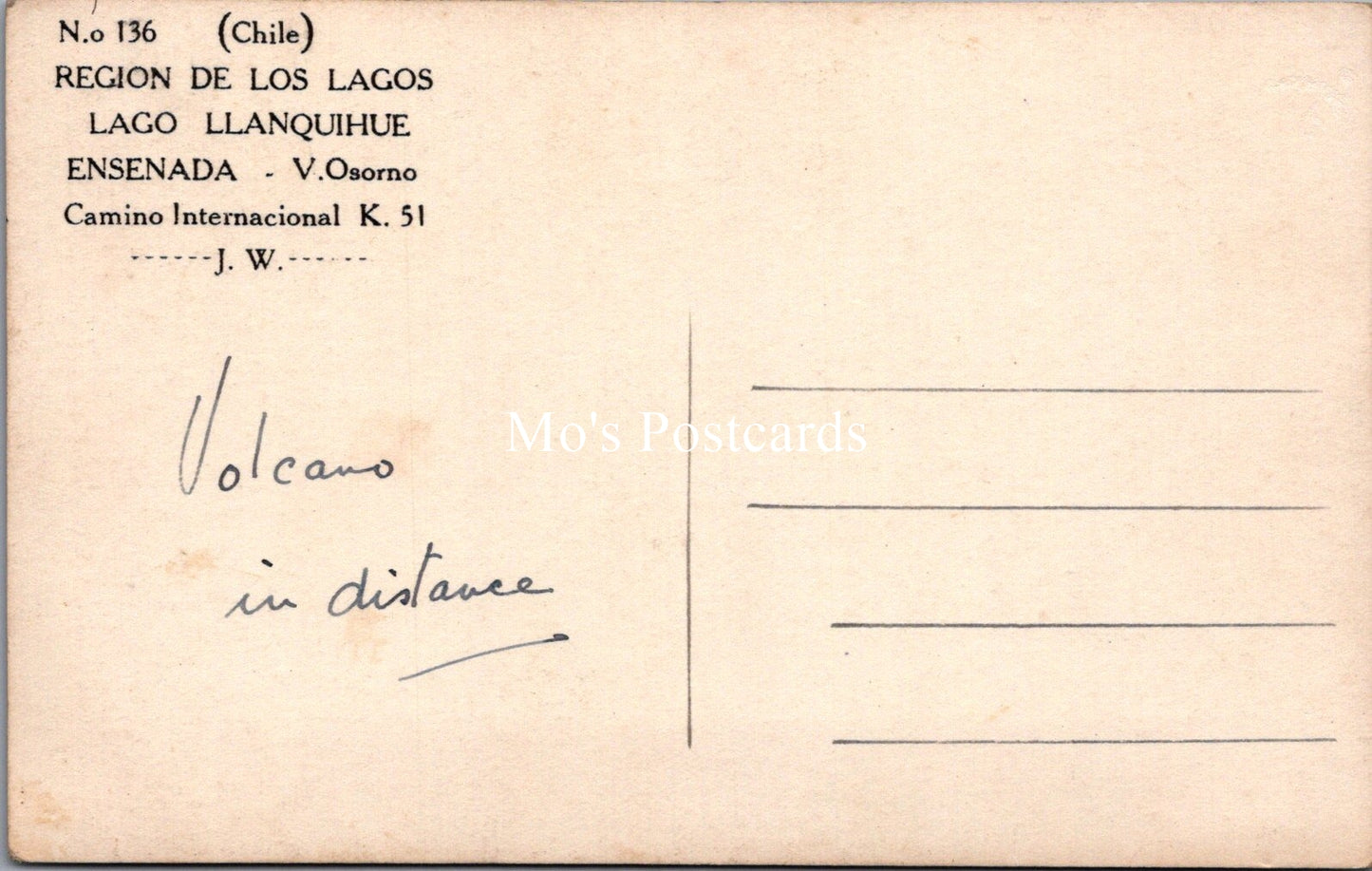 Chile Postcard - Volcano, Region De Los Lagos SW17787