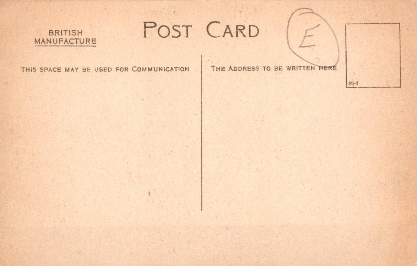 Vintage postcard with 'British Manufacture' text and address space.