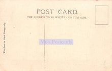 Load image into Gallery viewer, Back of a vintage postcard with text and a stamp area.