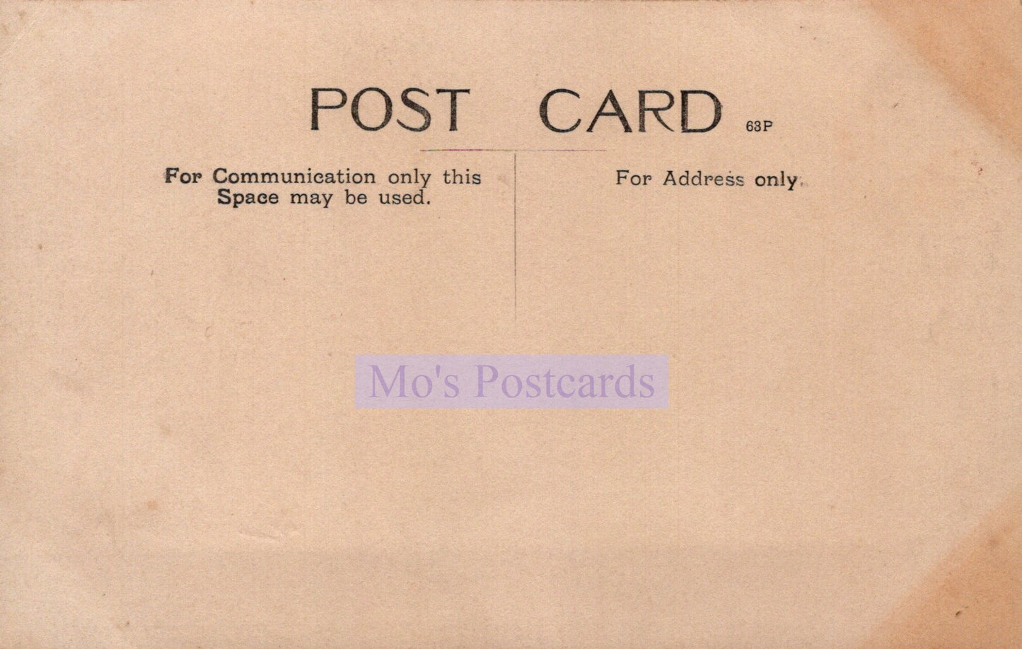 Back of a postcard with text