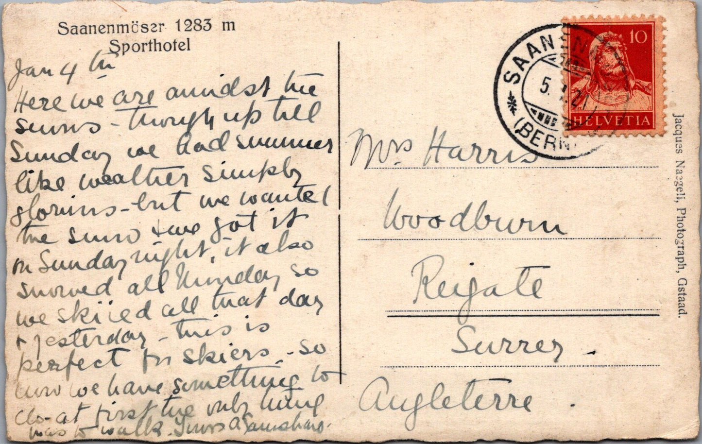 Switzerland Postcard - Saanenmöser 1283m Sporthotel SW17469