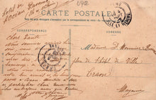 Load image into Gallery viewer, Vintage French postcard with stamps and handwritten text