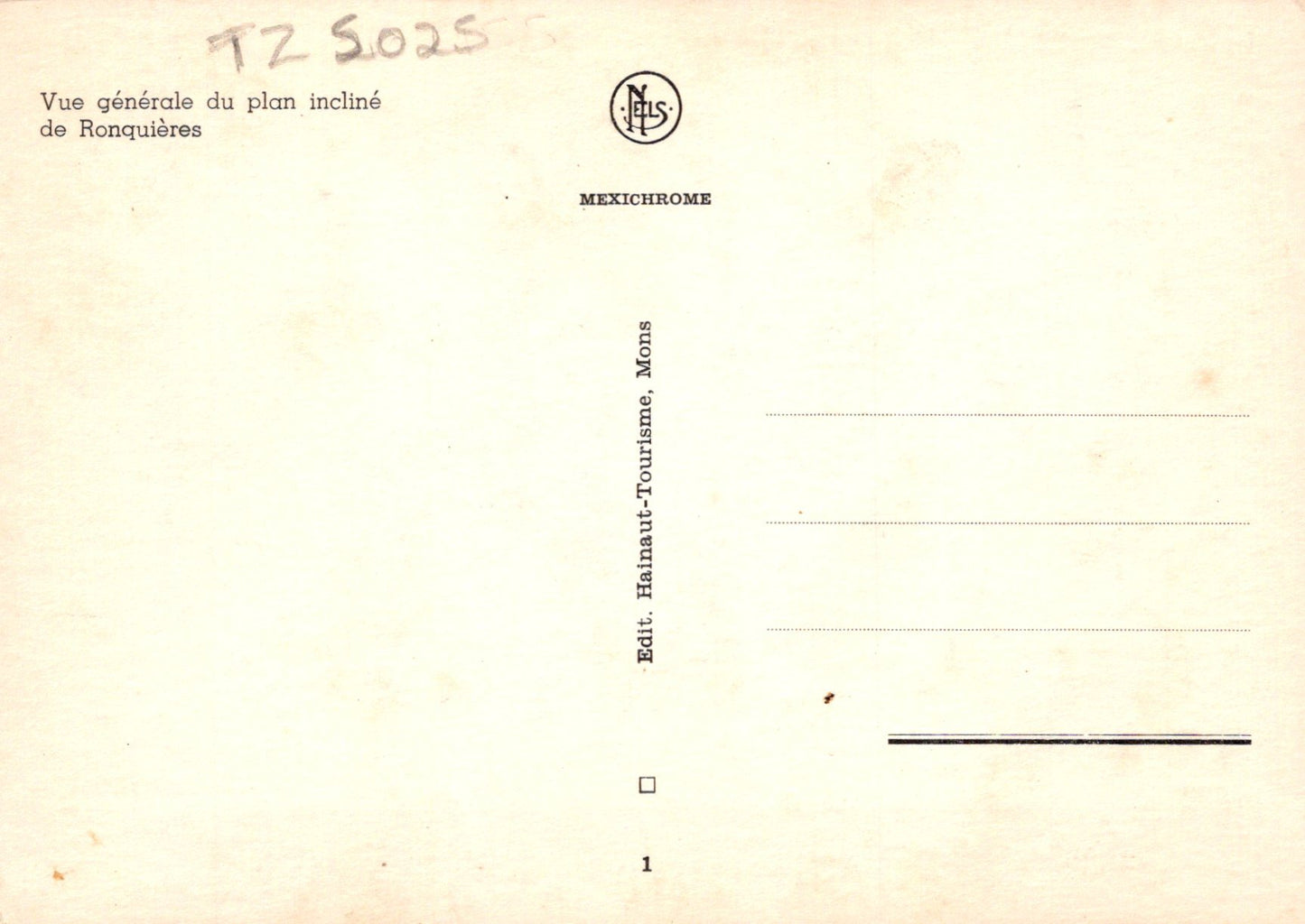 Vintage postcard with text and a logo on a beige background