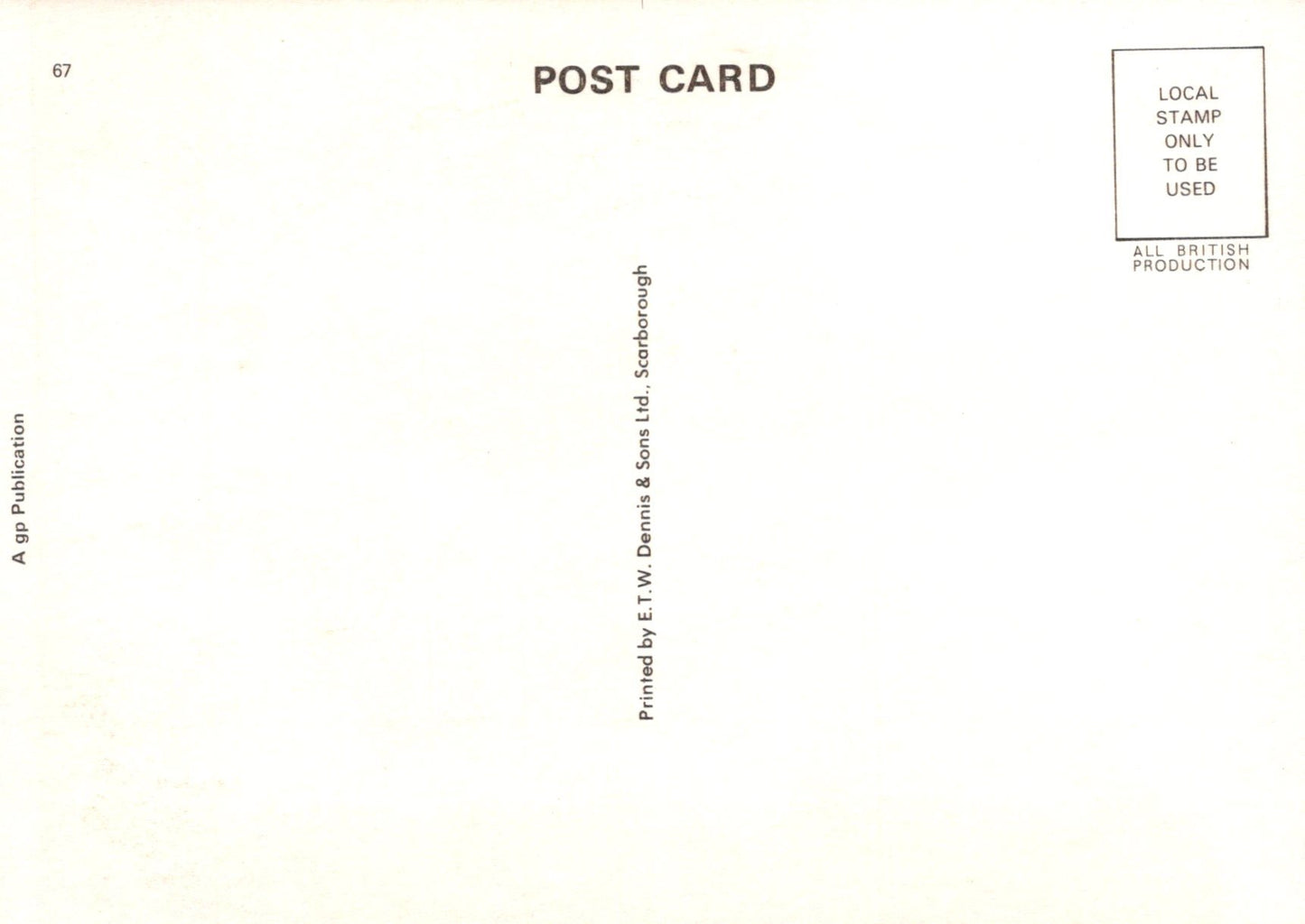 Back of a postcard with text and a stamp area.