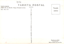 Load image into Gallery viewer, Vintage postcard with text and a small square image on a white background