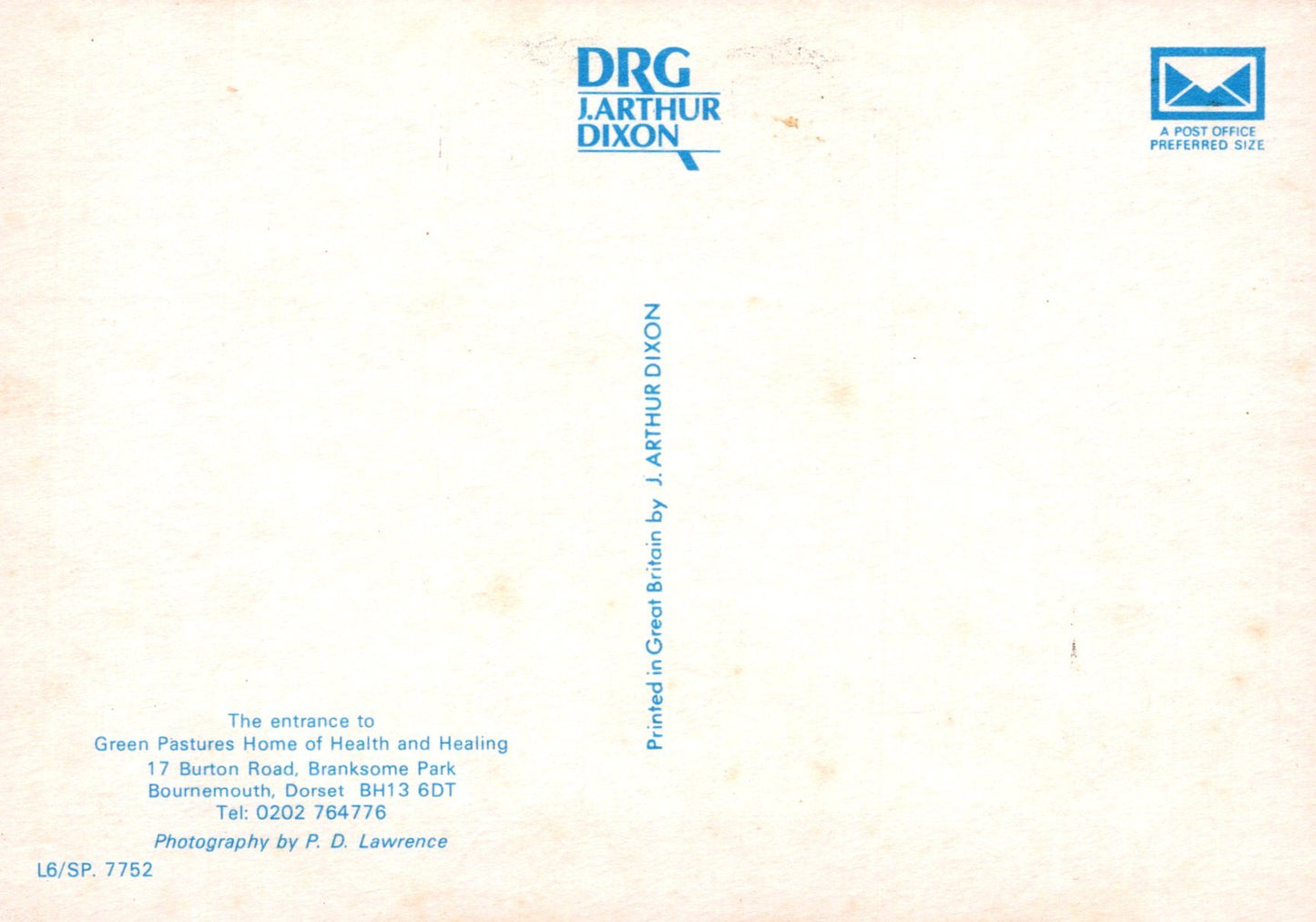 Vintage letterhead with 'DRG Arthur Dixon' branding on a light background