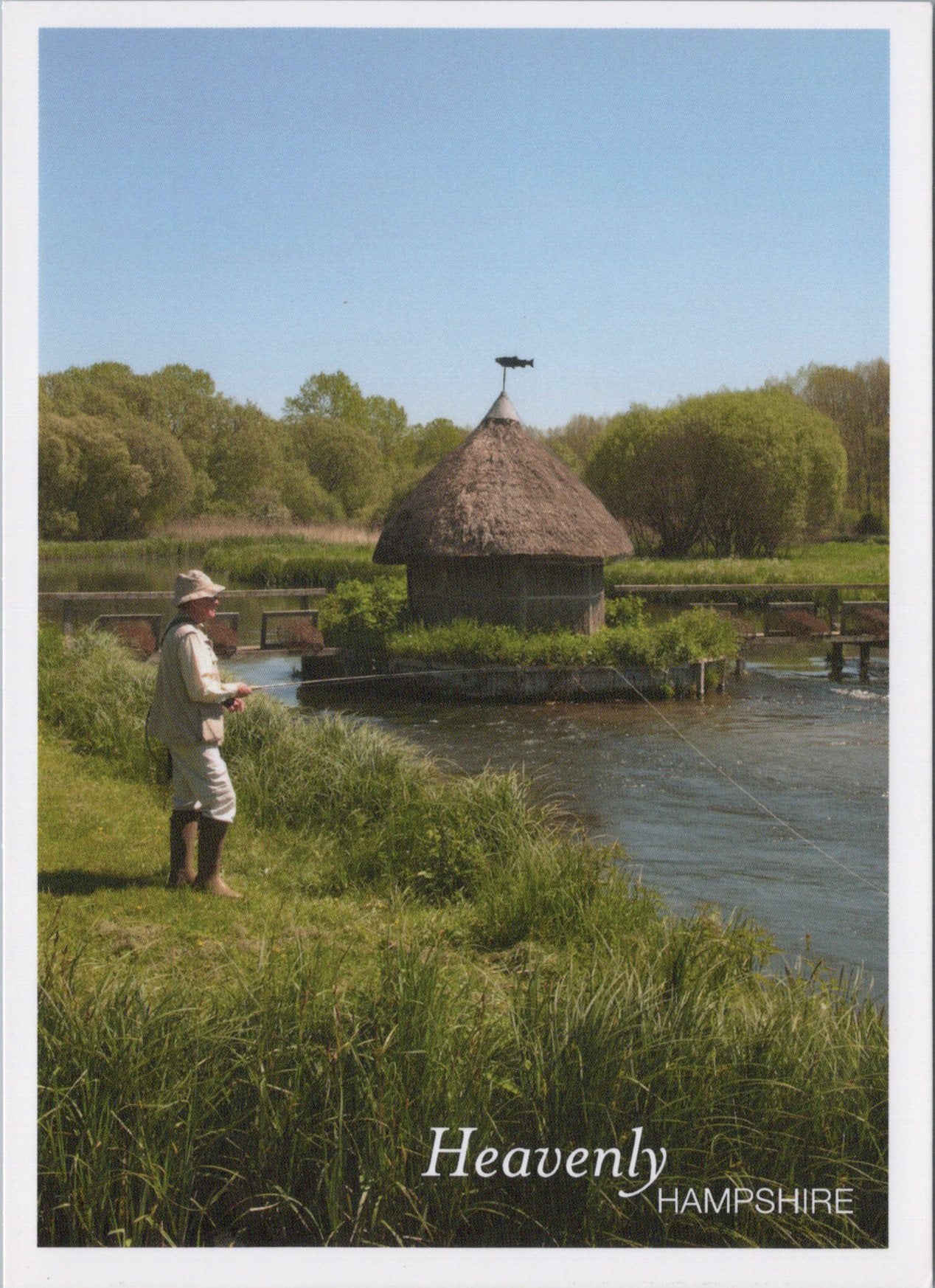Hampshire Postcard - Fishing on The River Test SW17434