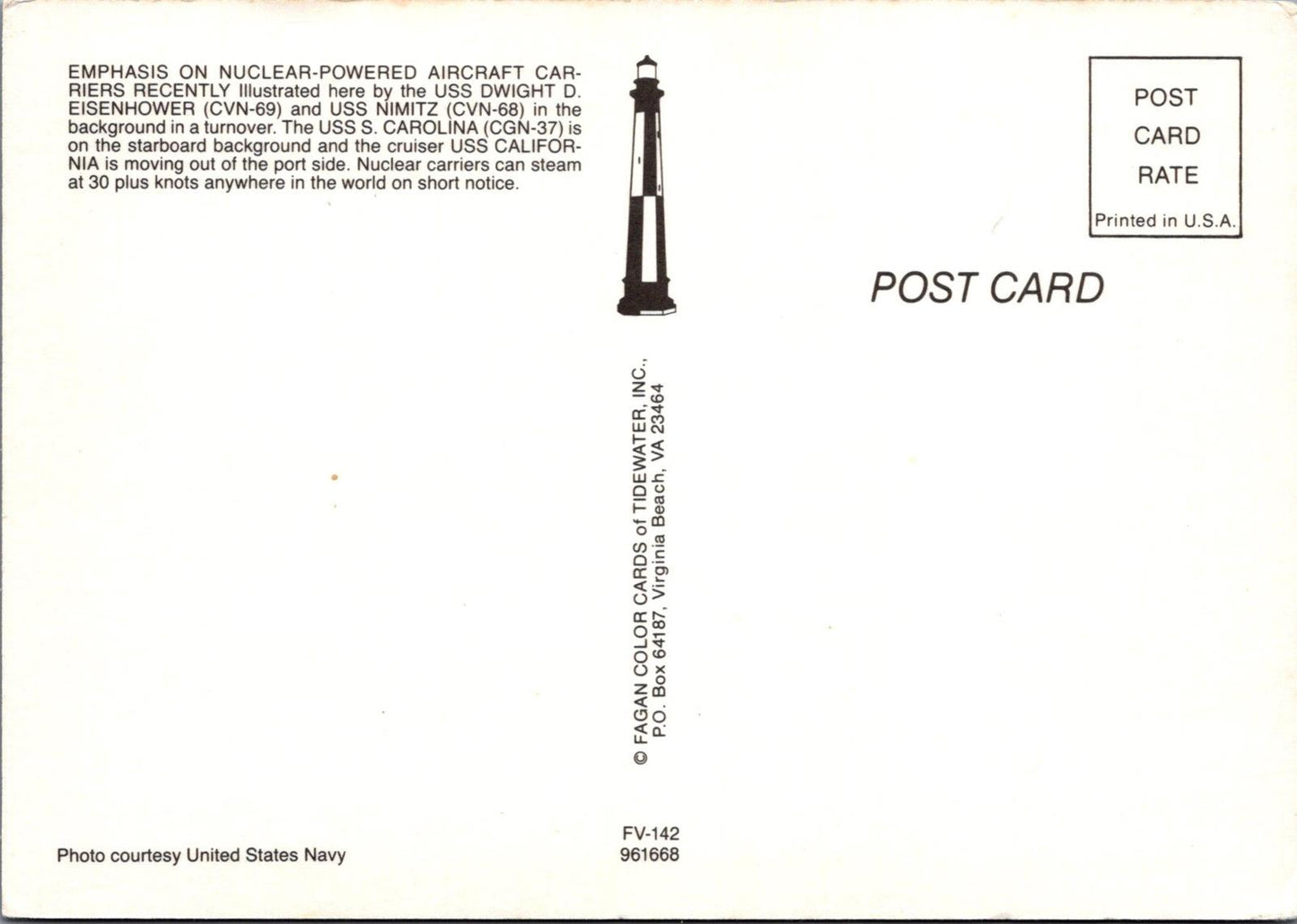 Military Postcard - Atlantic Fleet Battle Group Turn-Over RR23438