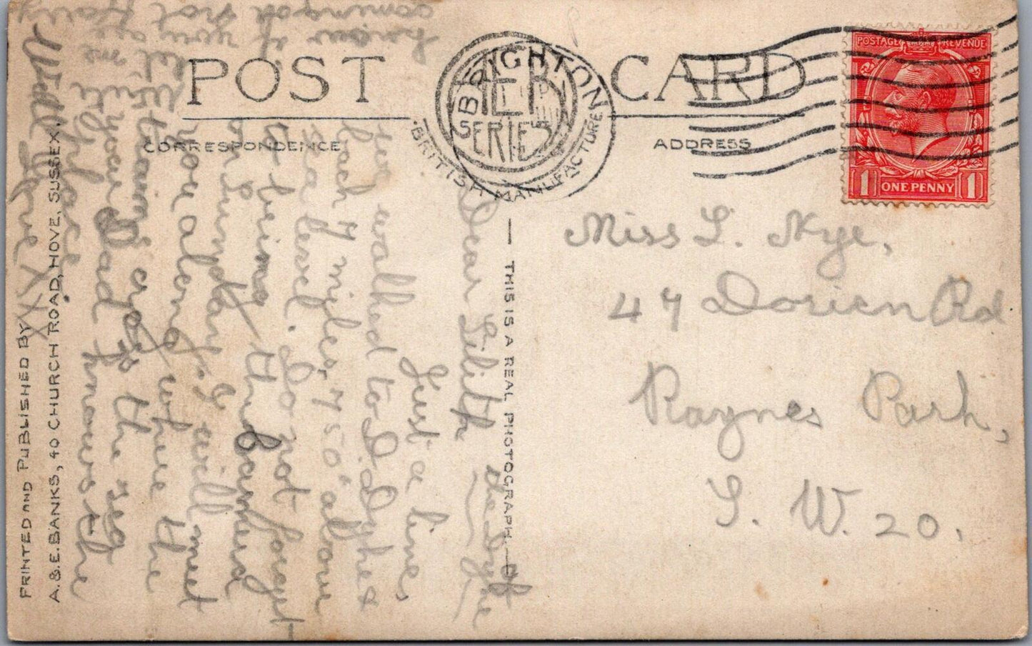 Sussex Postcard: Poynings Devil's Dyke View 1920s Banks RPPC XT2610