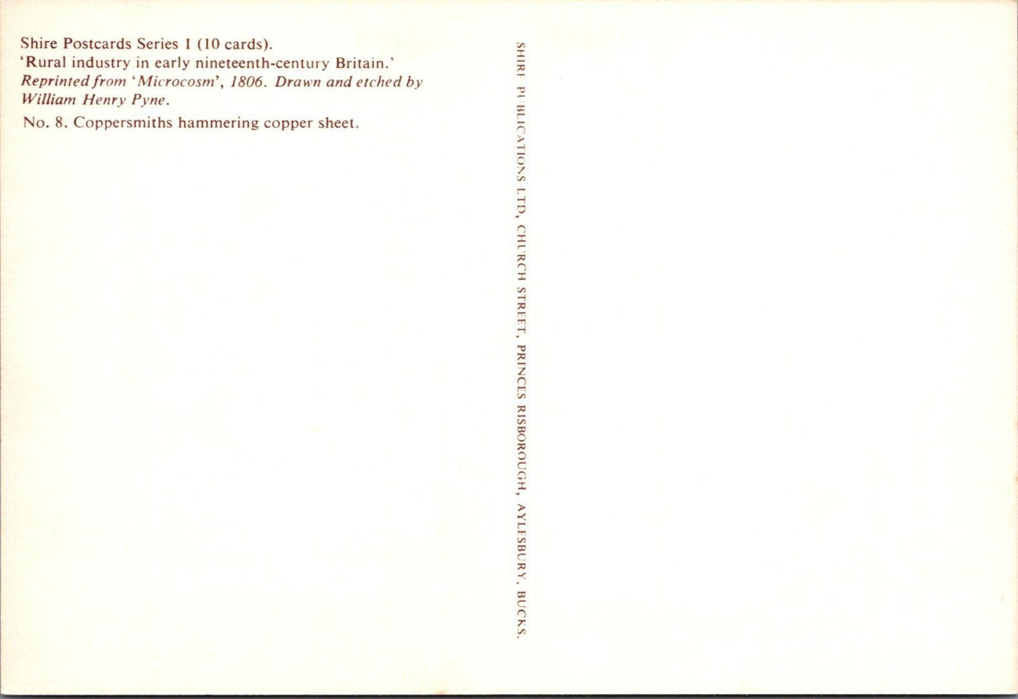 Rural Industry Postcard - Coppersmiths, Artist William Henry Pyne RR23608