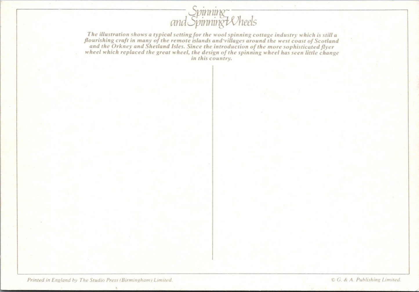 Occupations Postcard - Scottish Spinning and Spinning Wheels Art RR23678