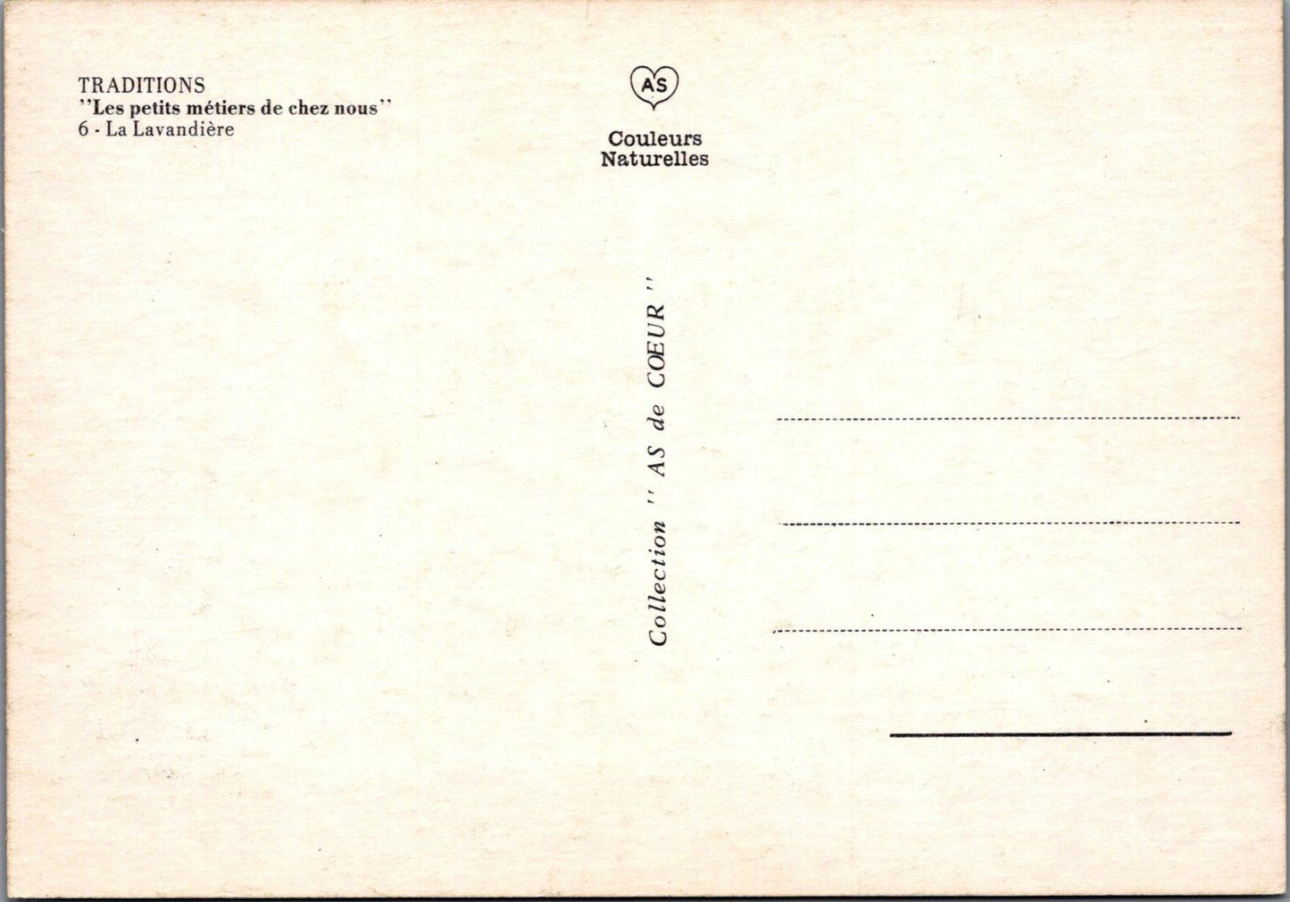 Occupations Postcard - Traditions, La Lavandière, The Washerwoman RR23682
