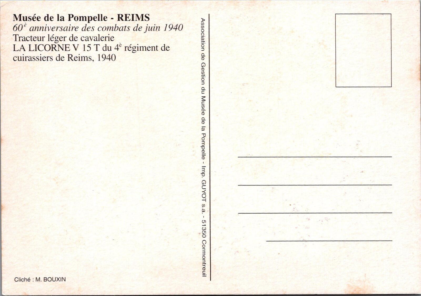 France Postcard:Reims Musee de la Pompelle Licorne V15T Military Vehicle RR23707