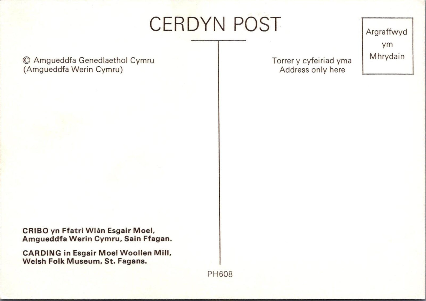 Wales Postcard: Cardiff St Fagans Esgair Moel Woollen Mill Carding RR23727