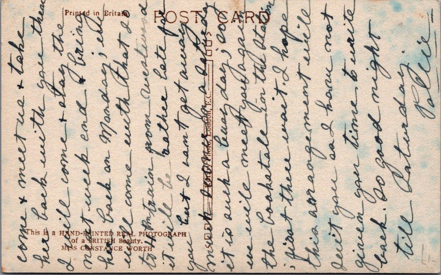 Theatrical Postcard - Miss Constance Worth, British Stage & Screen Actress XT895